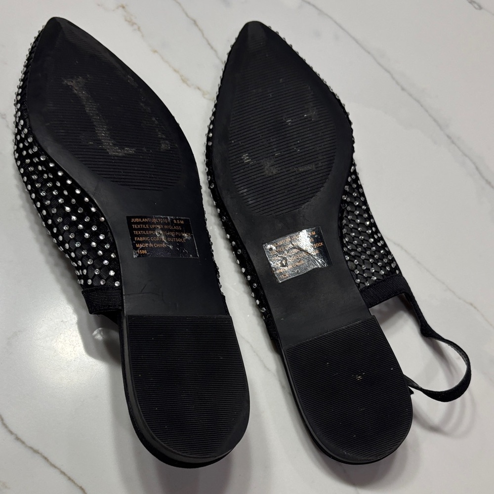 Steve Madden Black Studded Mesh Slingback Flat - Picture 8 of 9